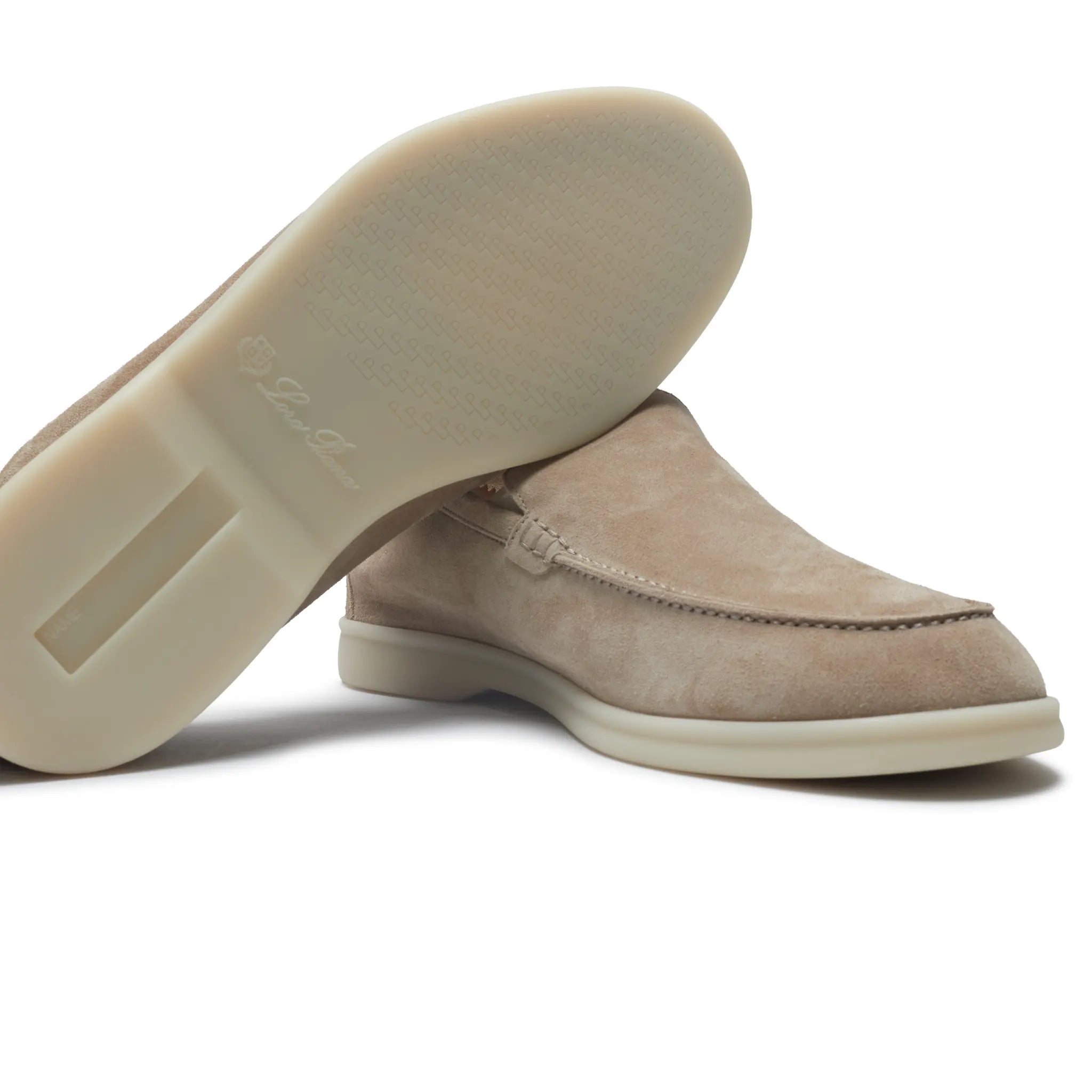Sole View of Loro Piana Summer Walk Suede Beige Corda Loafers FSM0023_H1EE